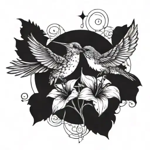 Humming Bird And Crow Perched