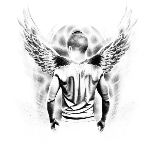 Football Player From The Back With Angel Wings