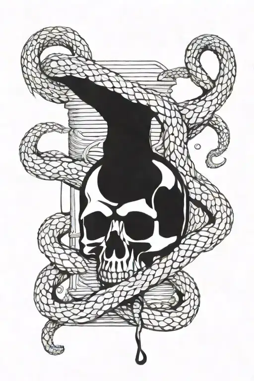 Snake Skeleton Wrapped Around Vial