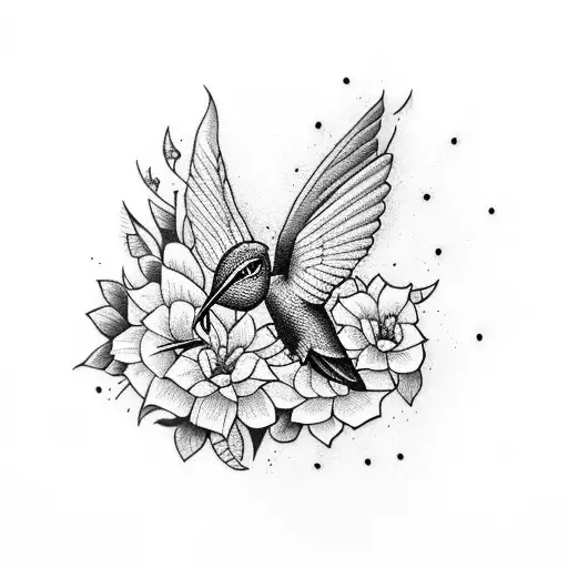 Bouqet With Hummingbird