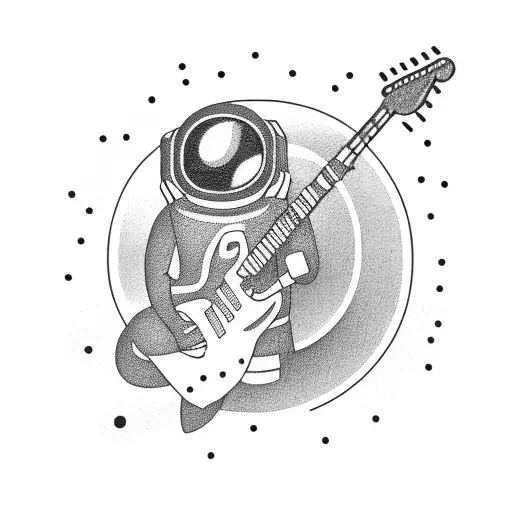 An Astronaut Playing An Electric Guitar In Outer Space