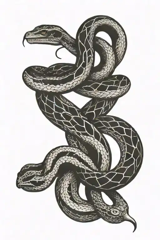 A Snake In The Shape Of An Infinity Sign And With The Moon