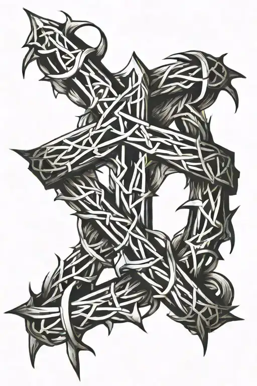 Cross Crown Of Thorns Wrapped