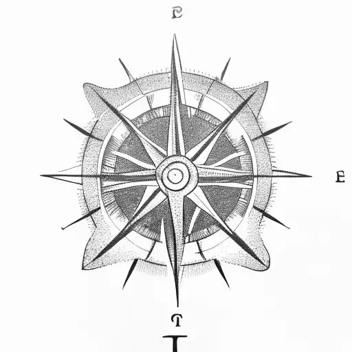 Pine Tree Growing Out Of The Center Of A Compass