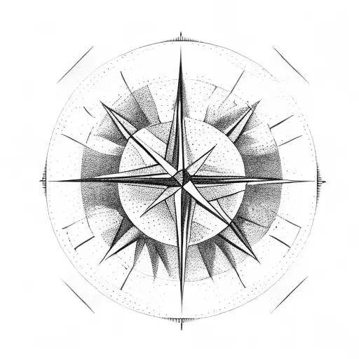 Pine Tree Growing Out Of The Center Of A Compass