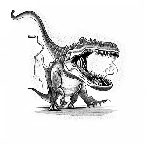 Cartoon Dinosaur Smoking Weed