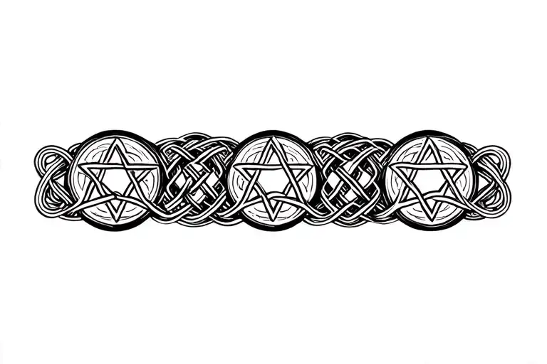 3 Pentacles With Celtic Knots Wrapped Around Them