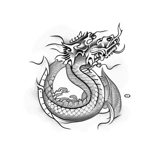 Dragon With Koi Carp