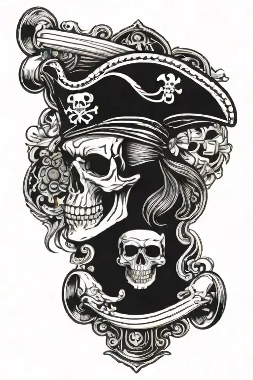 Pirate Skull With Skateboard