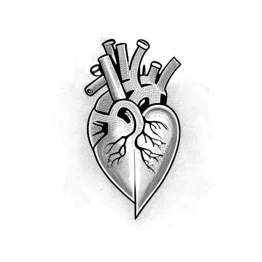 Heart With Knife Through The Heart And Background Of Holly And Wild Flowers