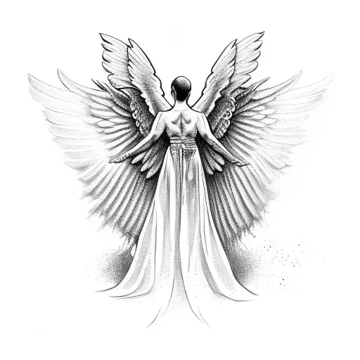 Angel On Back Tattoo For Men