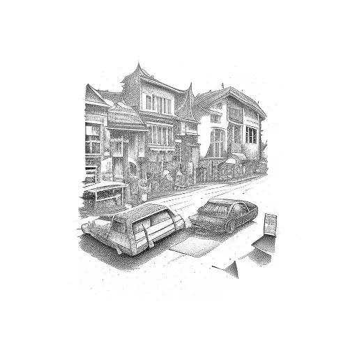 A Street Scene With Drug References Hidden In The Background