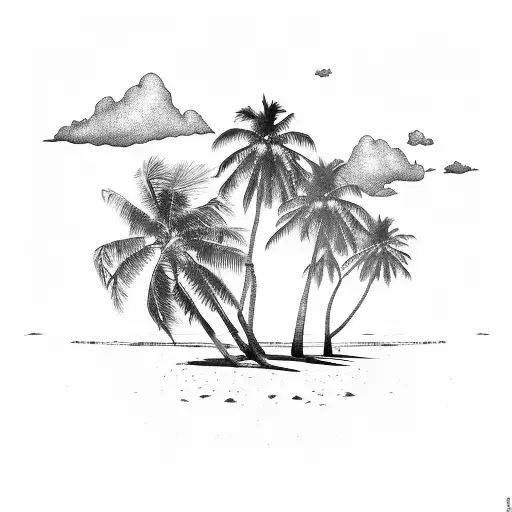 Beach Sea Clouds Palm Tree