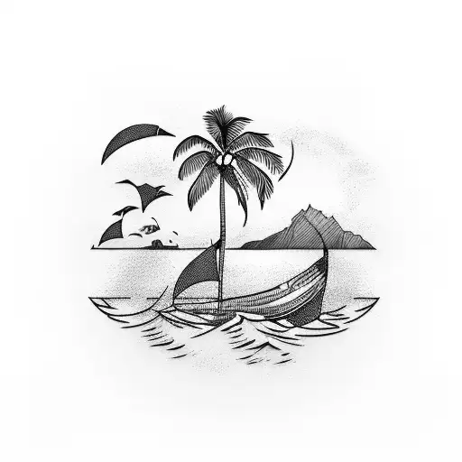 Ocean View With Palm Tree