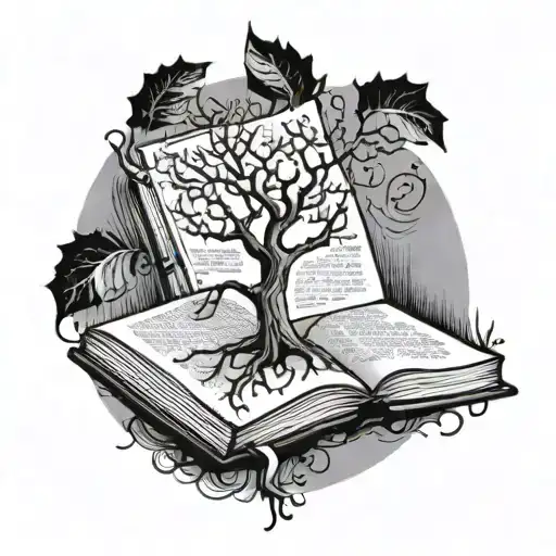 Tree Sprouting Out Of A Book With Math Symbols As Leaves