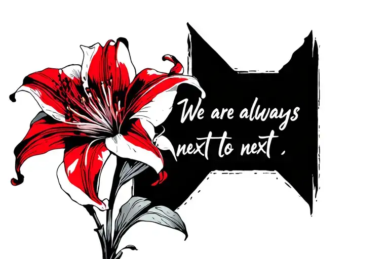 The Inscription We Are Always Next To Red Lines And Spider Lily