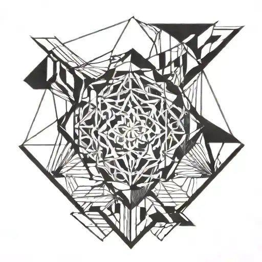 A Geometric Design Incorporating Black Lines And Muscles