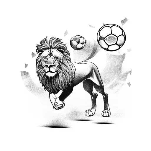 A Lion With Football Cleats Running On A Track