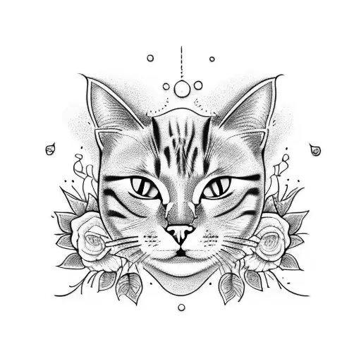 Combine The Elements Of A Cat And A Flower To Create A Unique And Elegant Tattoo Design