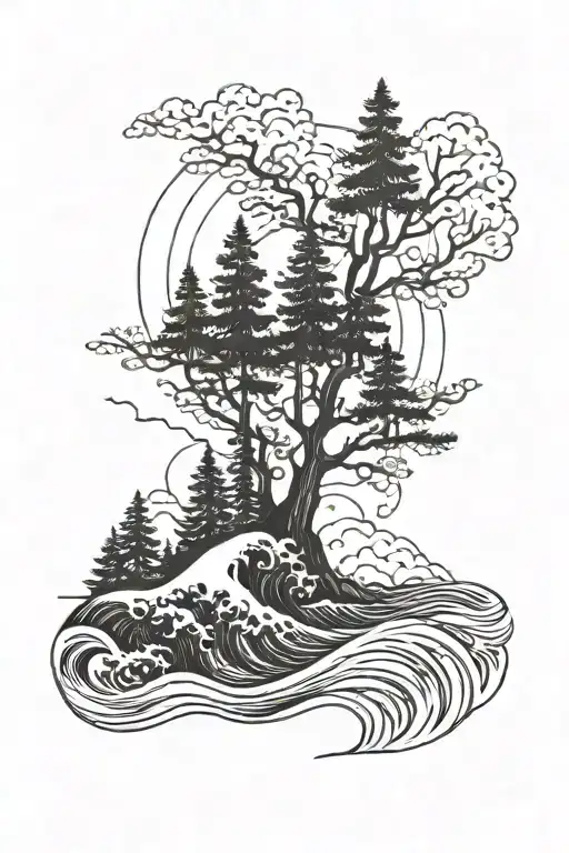 Forest And Ocean Waves