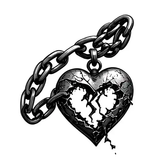 Broken Chains With Heart Pendant Hanging