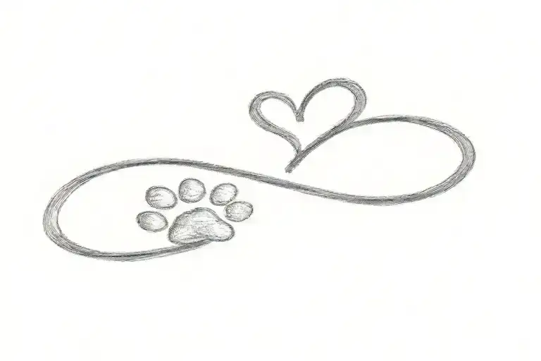 Heart And Cat Paw In Infinity Symbol