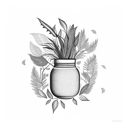Abstract Jar With Plants