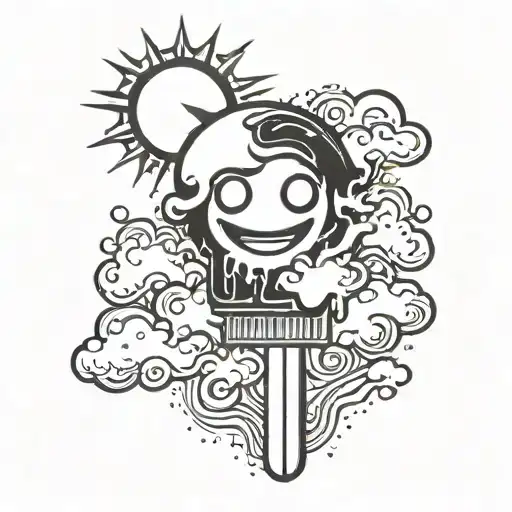 Sun As Popsicle Melting With A Smiley Face