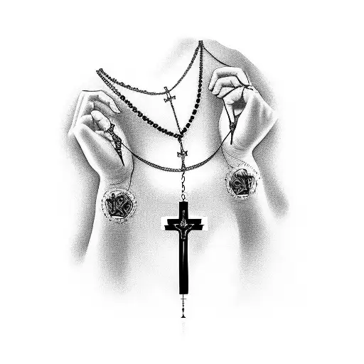 Rosary To Pray Wrapped Around The Arm