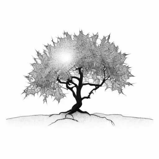 Maple Tree Growing On A Field