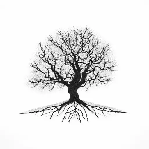 Maple Tree Growing On A Field With A Black Crow