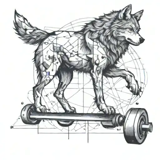 A Wolf Lifting Weights With A Background Of A World Map To Represent Travel And Exploration