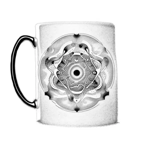 A Coffee Mug With A Swirling Pattern Of Overthinking Thought Bubbles