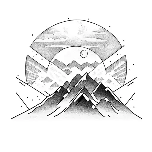 Mountain With River And Moon