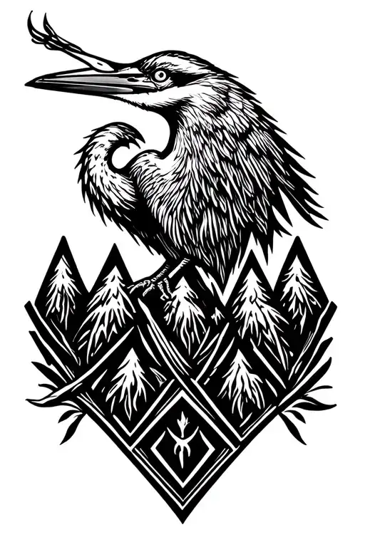 Breton Symbol With Heron Peaks