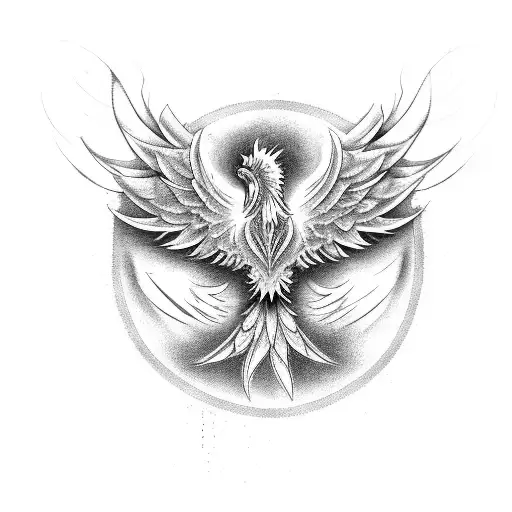 A Modern And Abstract Interpretation Of A Phoenix Rising From The Ashes