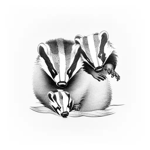Badger Mom And Baby Badger Sleeping