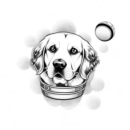 Golden Dog With A Tennis Ball
