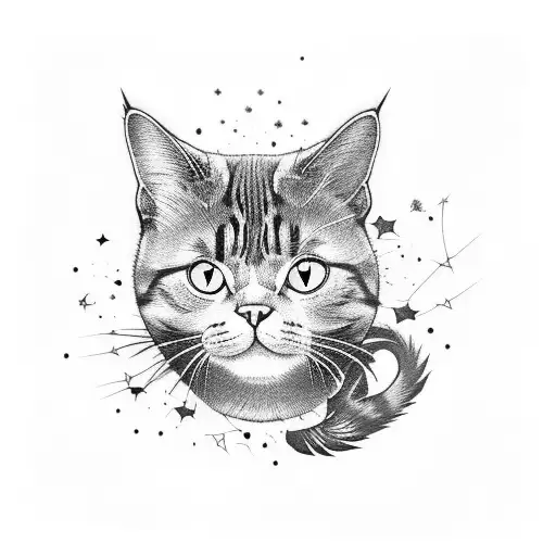 Cat Purple Black Star