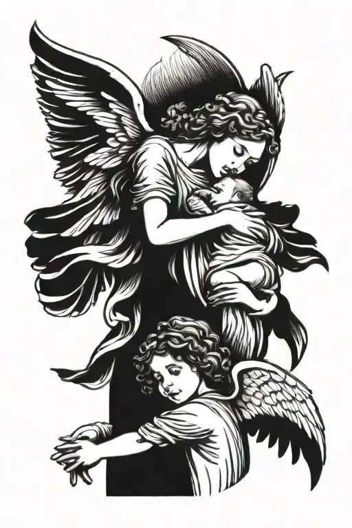 Angel Mother Holding Hands