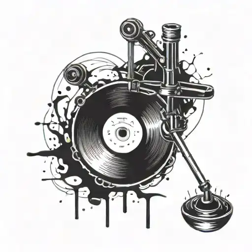 Broken Record Spinning With Blood Drops On It