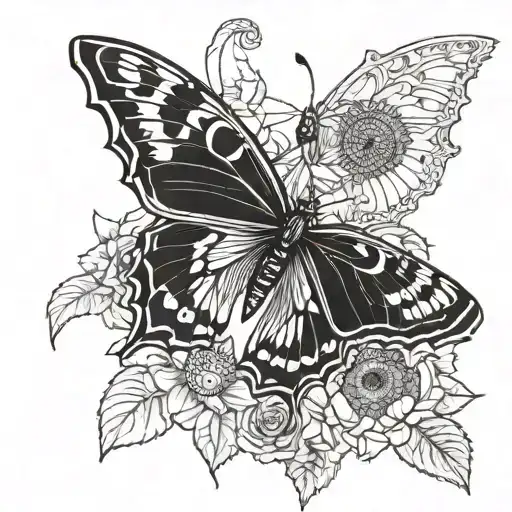 Butterfly And Sunflower