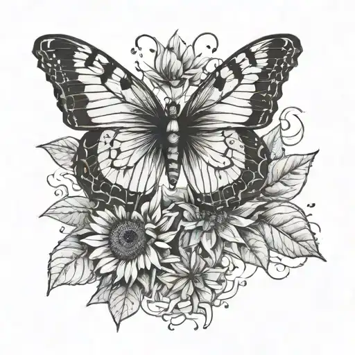 Butterfly And Sunflower