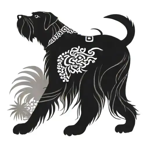 Giant Black Schnauzer In Asian Tiger Style