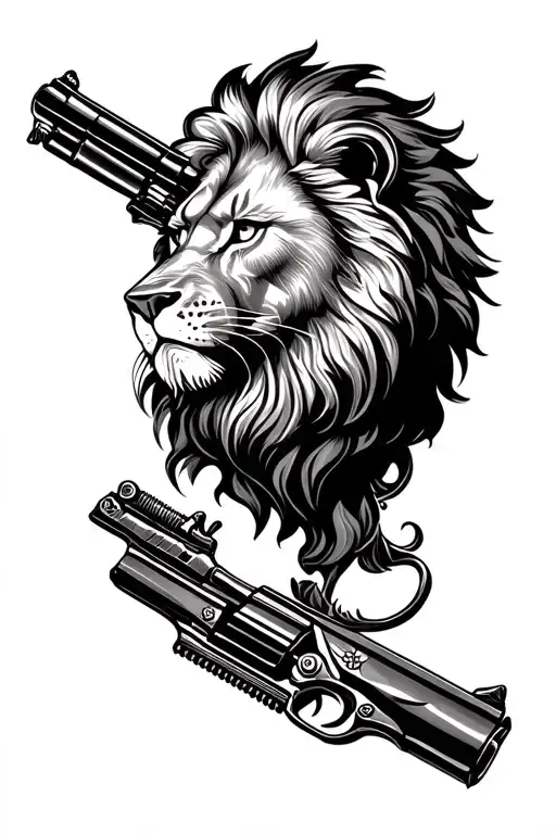 Lion And Gun