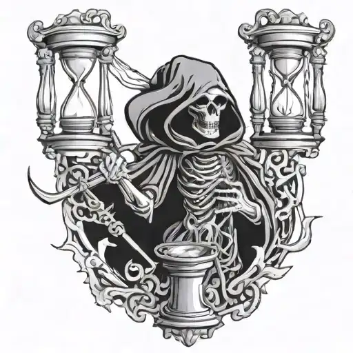 Grim Reaper And Running Hourglass