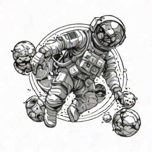 Space Astronaut Planets Dark Hole Eating Star Tattooing In Arm