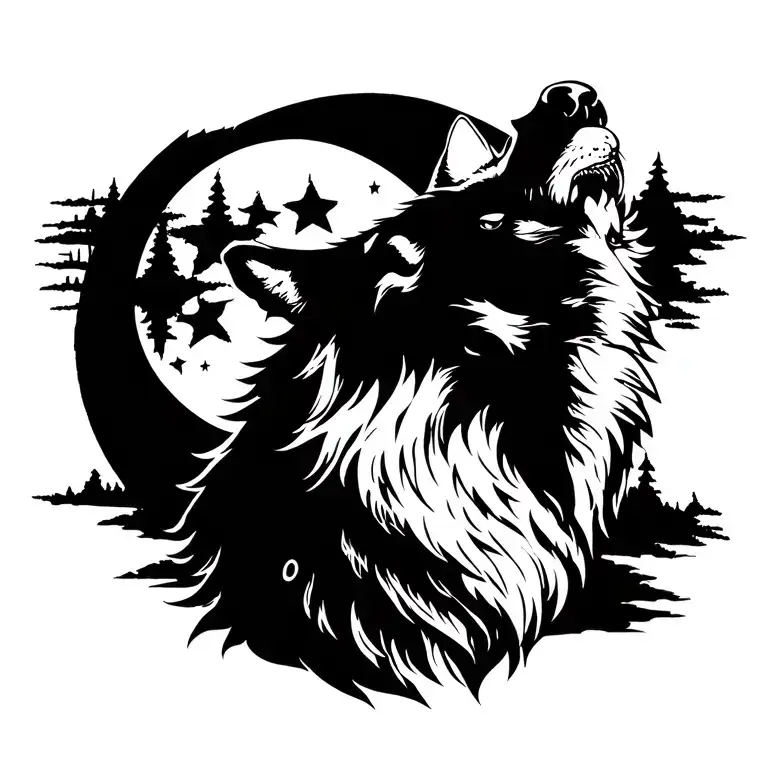 Adult Wolf Howling At The Moon