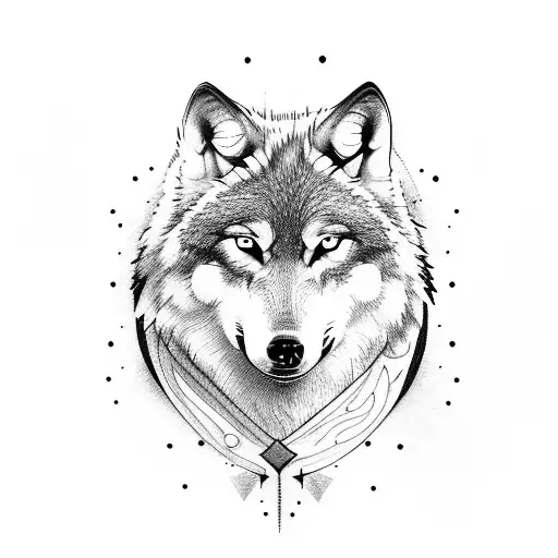 Wolf With Esmerald Tattoo
