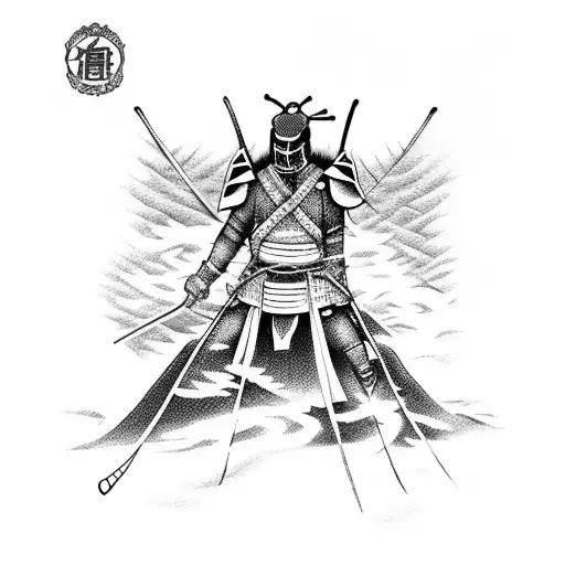 A Japanese Samurai Warrior Battling A Giant Spider In A Dark And Eerie Forest